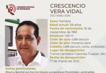 Denuncian omisión y lentitud en búsqueda de Crescencio Vera, desaparecido hace tres meses