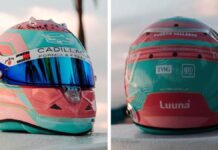 Checo Pérez luce casco especial inspirado en Miami para el Gran Premio de la ciudad