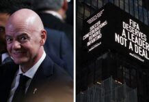 Protesta contra Infantino en Times Square: “La FIFA merece un líder, no un ‘dealer’”