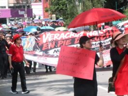 Trabajadores del IMSS e ISSSTE toman Xalapa contra la escasez y salarios de miseria
